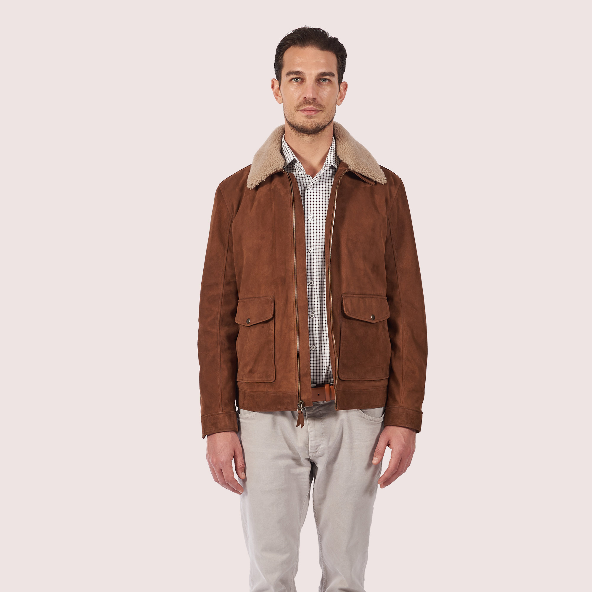 Desmond Goat Suede Bomber Jacket