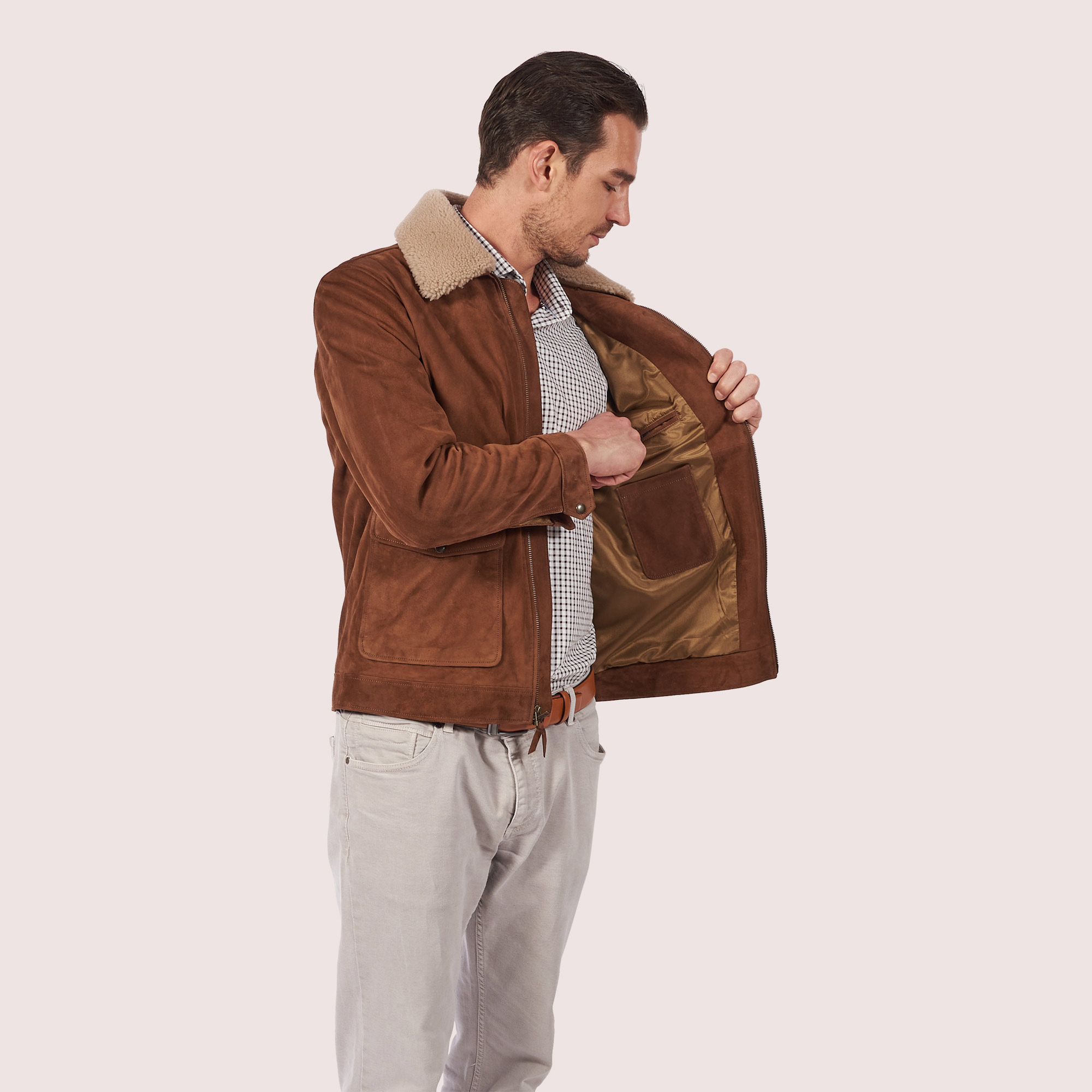 Desmond Goat Suede Bomber Jacket