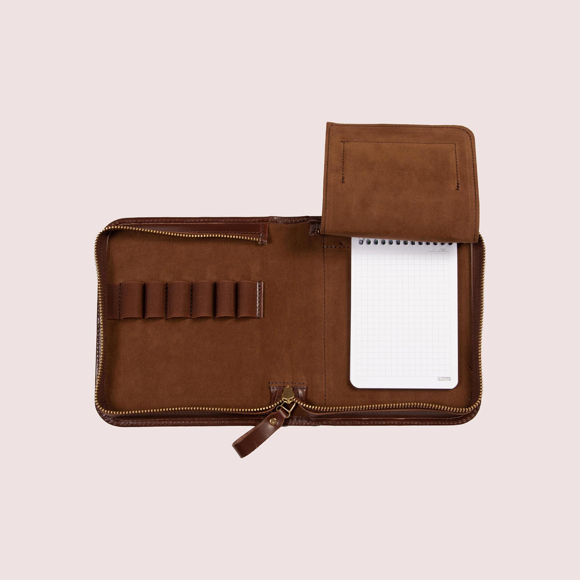 Zippered Pen Case for Six Pens with Note Pad