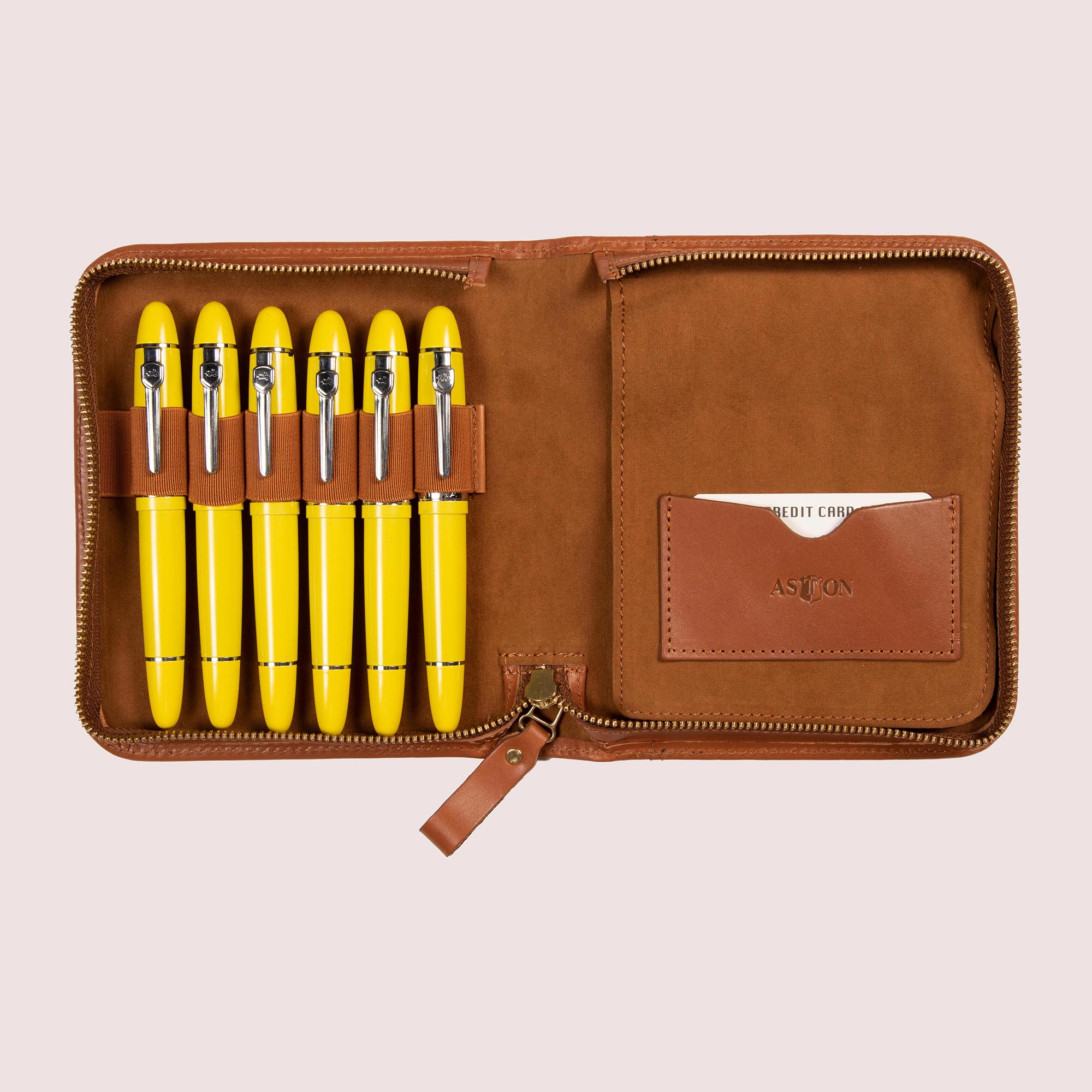 Zippered Pen Case for Six Pens with Note Pad