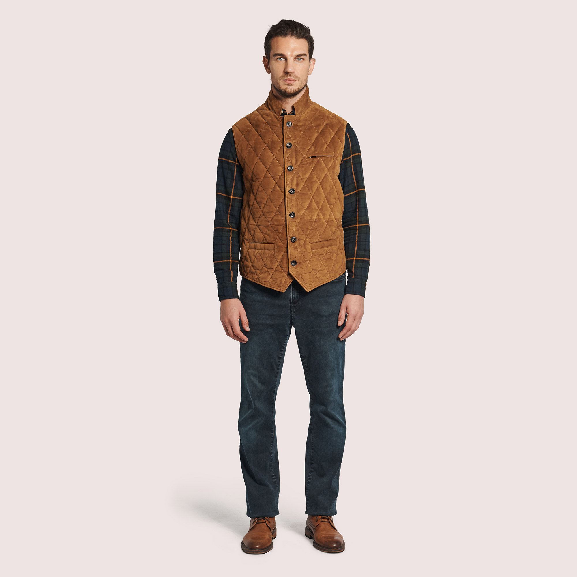 Adrian Goat Suede Quilted Vest Adrian Goat Suede Quilted Vest